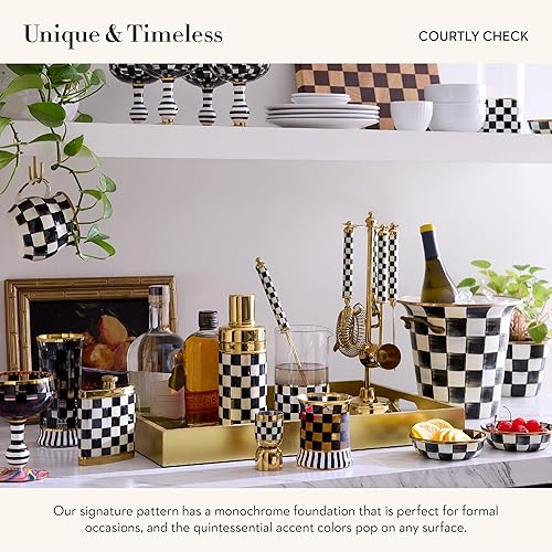 Miniatura 9 de MacKenzie-Childs Courtly Check - Coctelera de acero inoxidable y esmalte, herramientas de bartending