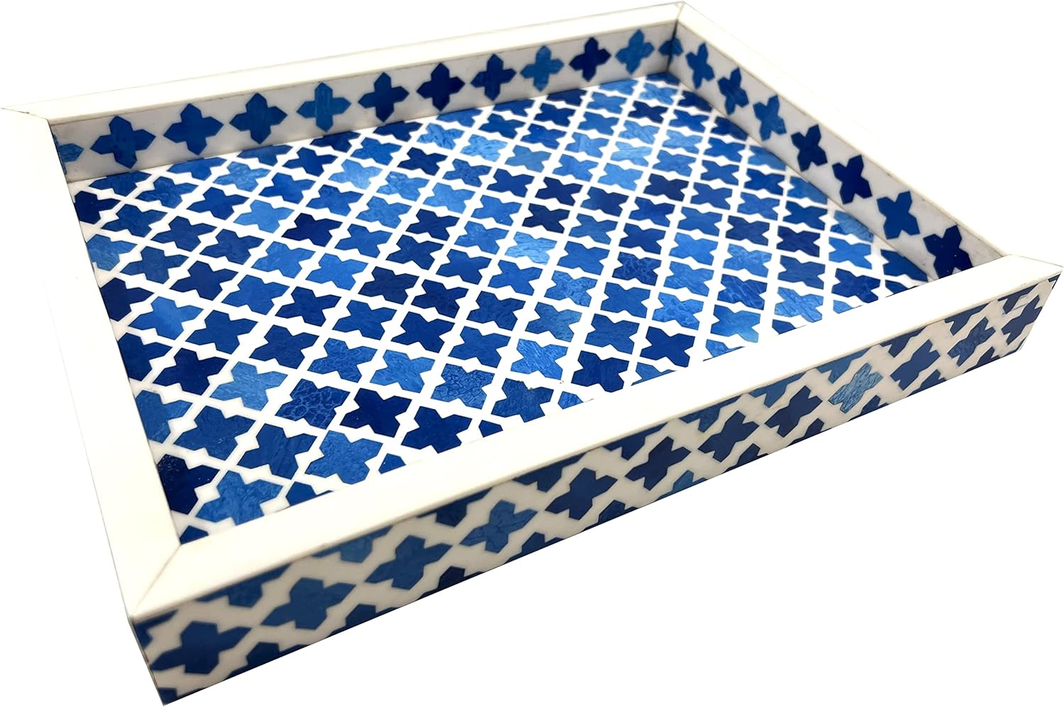 Handmade Moorish Moroccan Pattern Wooden Serving Tray Vintage Decorative Coffee Table Tray for Snacks, Kitchen, Tea, Food, Ottoman Décor