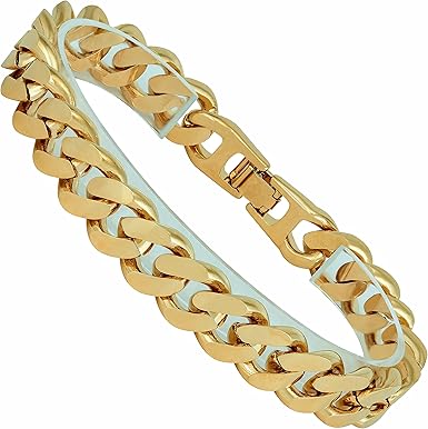 Figaro Gold Tone Bangle LIFETIME JEWELRY 12mm Miami Curb