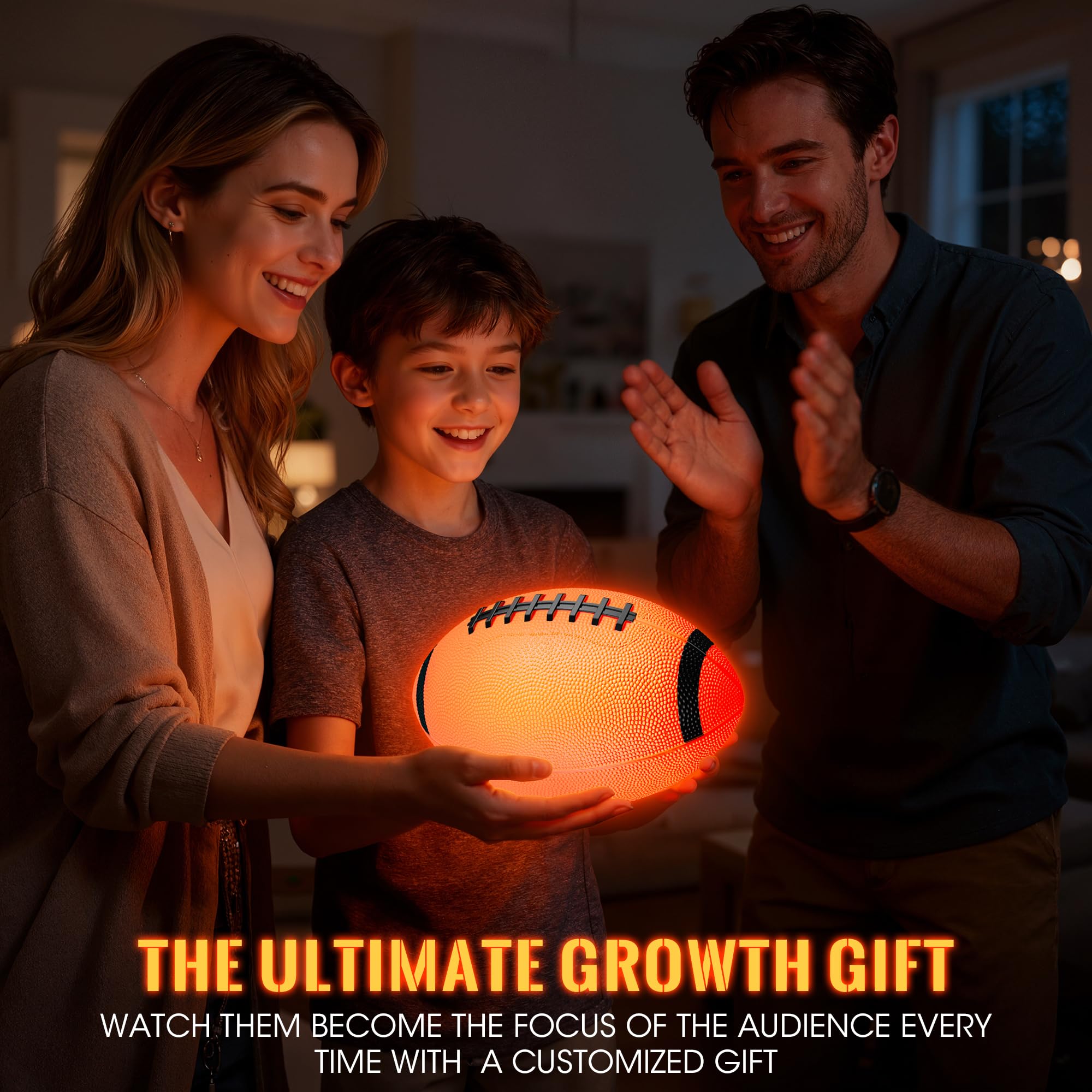 Glow in The Dark Football for Kids Boys Ages 8-12 15, Light Up LED Football Toys with Pump for Indoor/Outdoor Game, Fun Gift for Teens Christmas Birthday, Holiday Stuff Party Favor Supplie