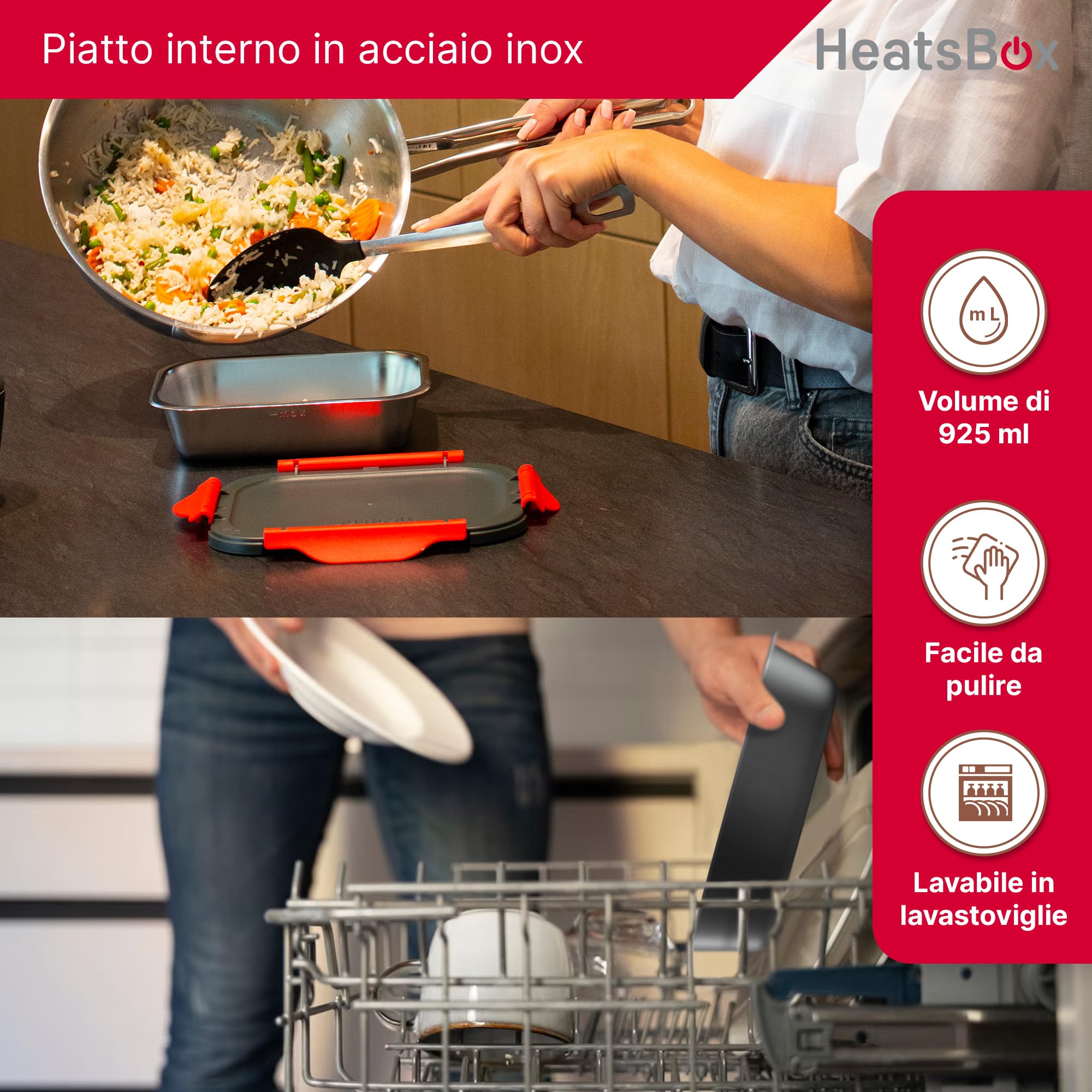 Faitron HeatsBox Style - Scaldavivande Elettrico Portatile senza BPA, Fiamma Termica in Acciaio Inox con Pressione Fumi, Porta Pranzo (925 ml), 90 W