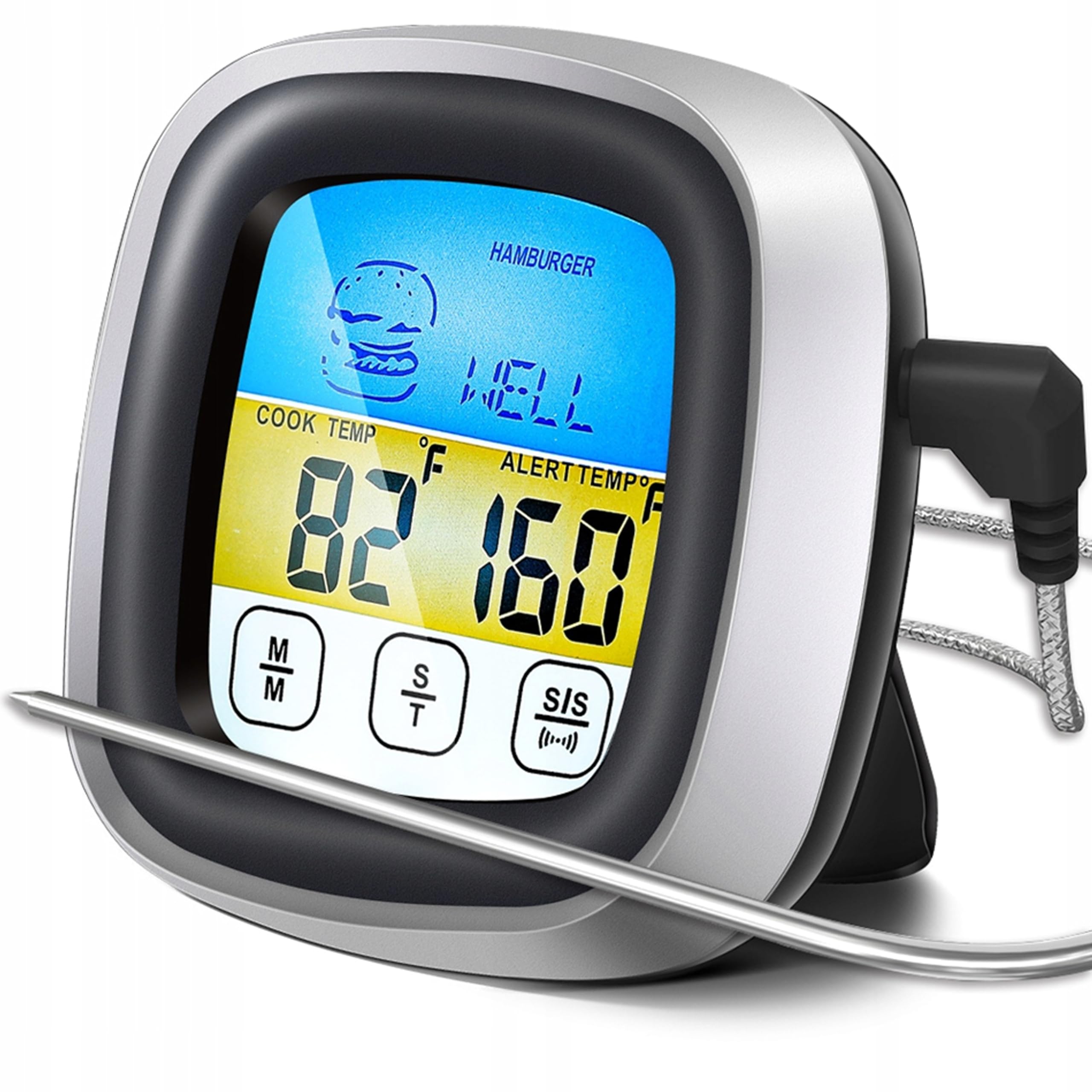 Thermomètre De Cuisson Sans Fil - Sonde à Viande, 8 Programmes, Minuterie, Écran LCD - Pour Barbecue, Four, Rôti