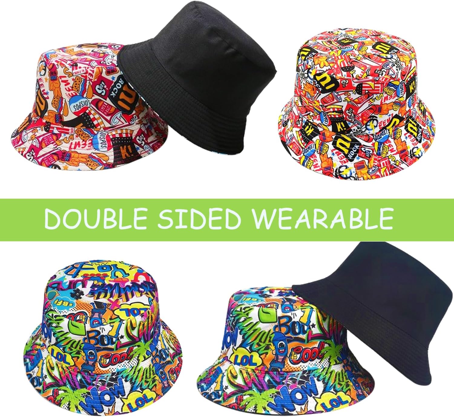 12 Pack Retro 90s Bucket Hats - Funny 80s 90s Party Hats, Packable Sun Caps for Women & Men, Colorful Fisherman Hats for Hip Hop, Birthday, Wedding, Graduation, Rave, Outdoor Activities