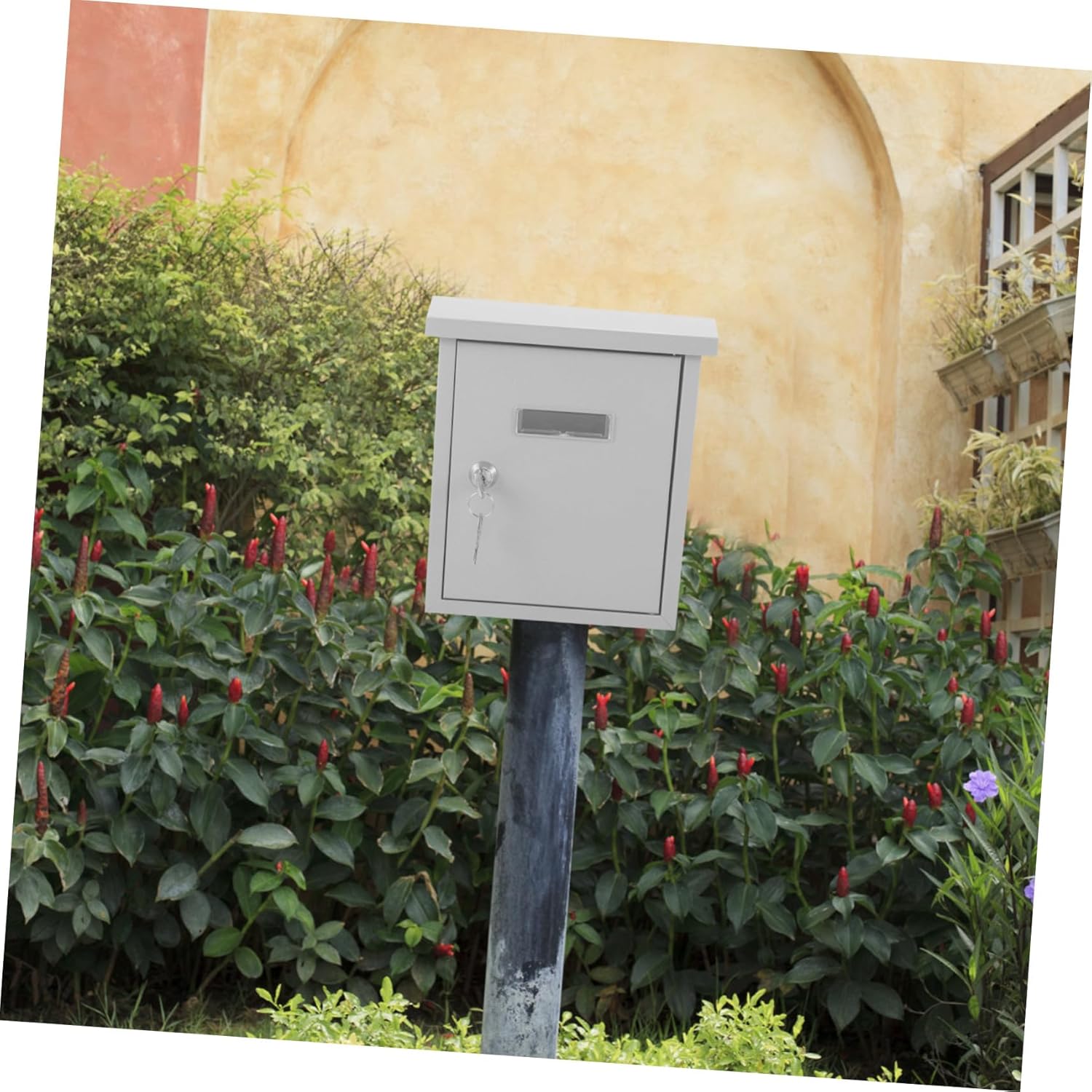 Vintage Metal Wall Mount Mailbox Stainless Steel Post Box for Letters and Suggestions Outdoor Letter Box for Home Office and Community Use Silver Decorative Mail Organizer