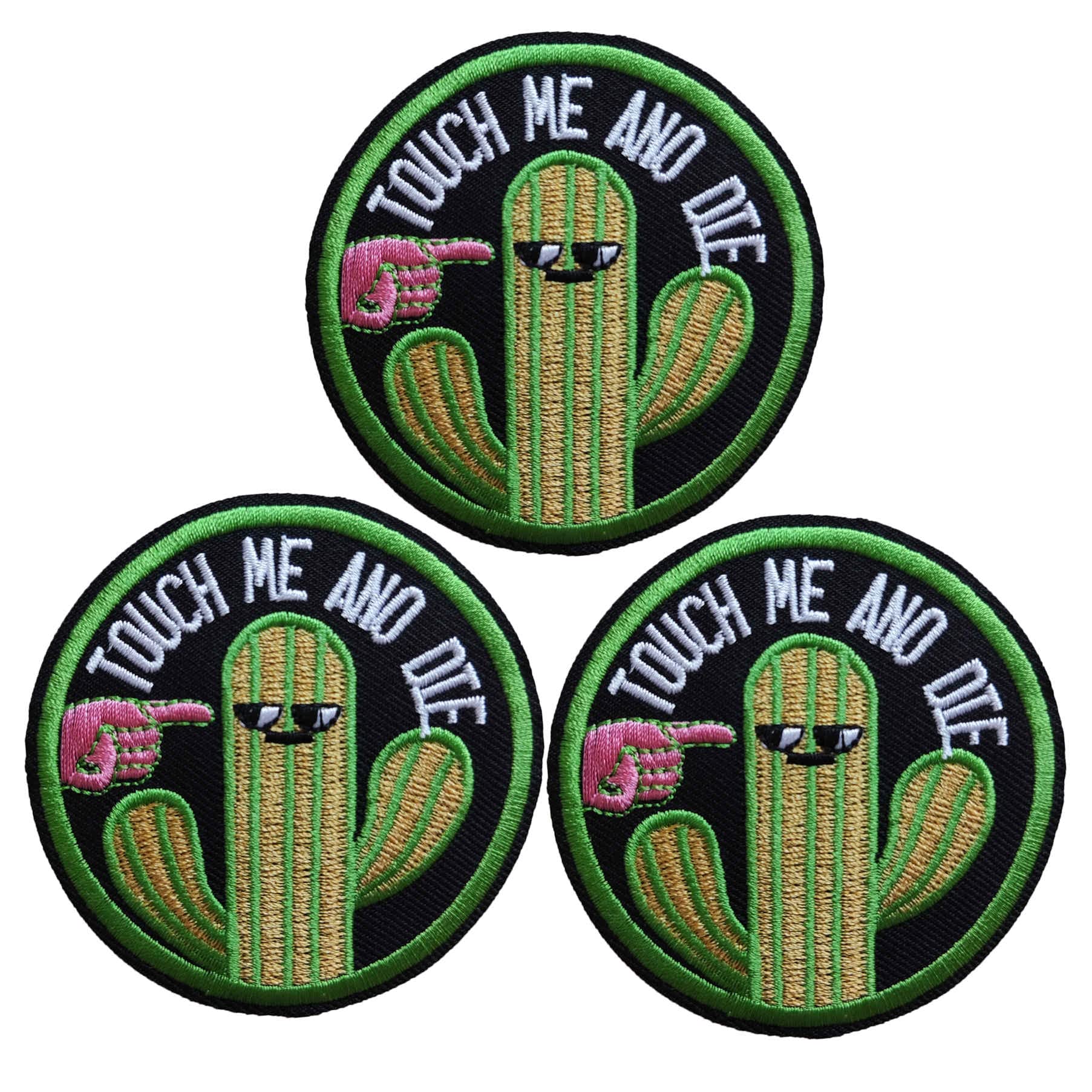 Amazon.com: 3Pcs Touch Me and Die Embroidery Patch, Funny Warning Cactus  Iron On Embroidered Patch for Clothes Jacket Hats Bags Backpacks : Arts,  Crafts & Sewing