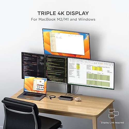 Miniatura 3 de SATECHI Estación de acoplamiento triple 4K, estación de acoplamiento USB C 13 en 1, con PD de 100 W, 2 DisplayPort, 3 HDMI, 4 USB-C, USB-A, Gigabit