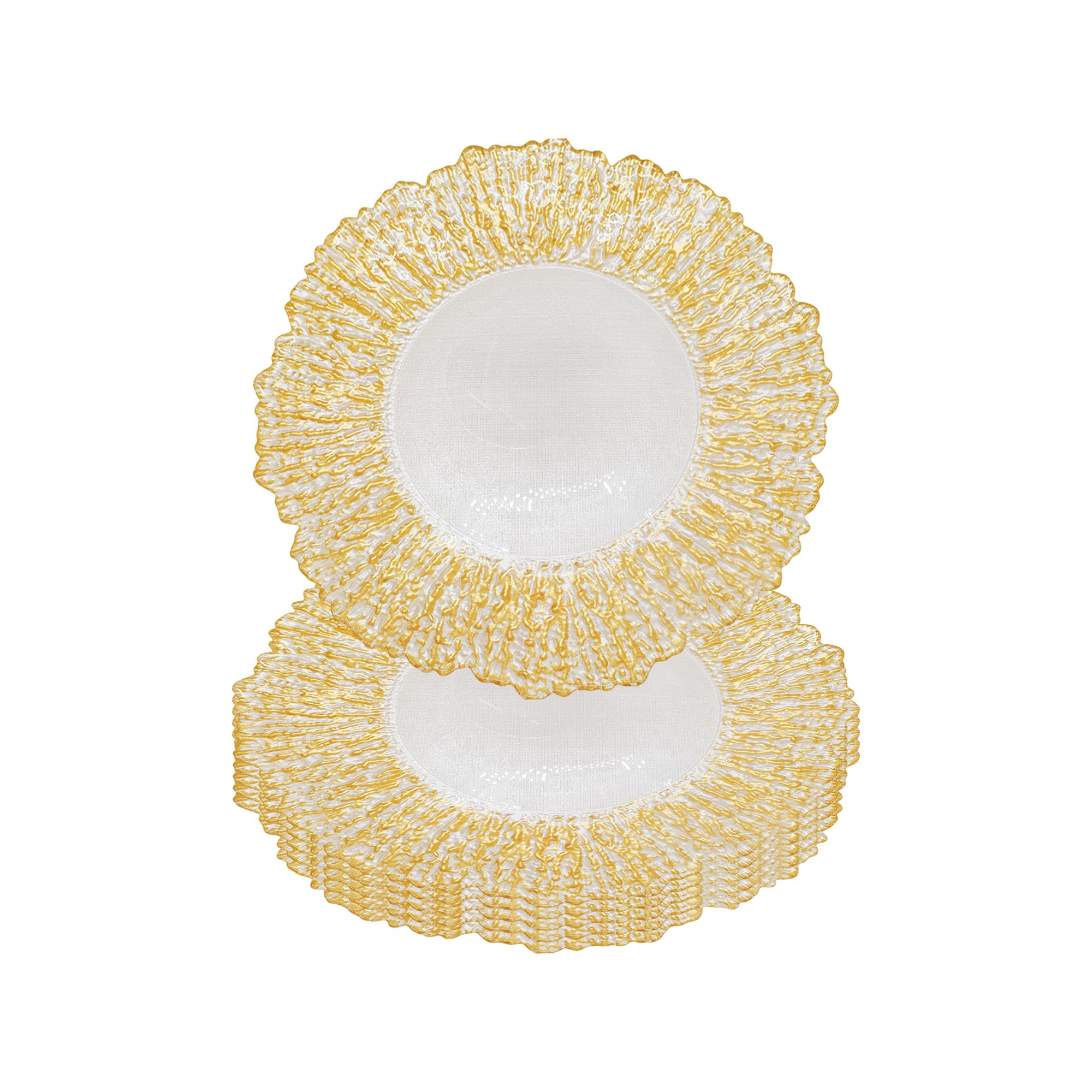 WedDecor Lot de 6 assiettes de présentation blanches de 33 cm avec motif floral craquelé doré – Parfaites pour les mariages, les fêtes, les décorations de table et les événements spéciaux – Assiettes