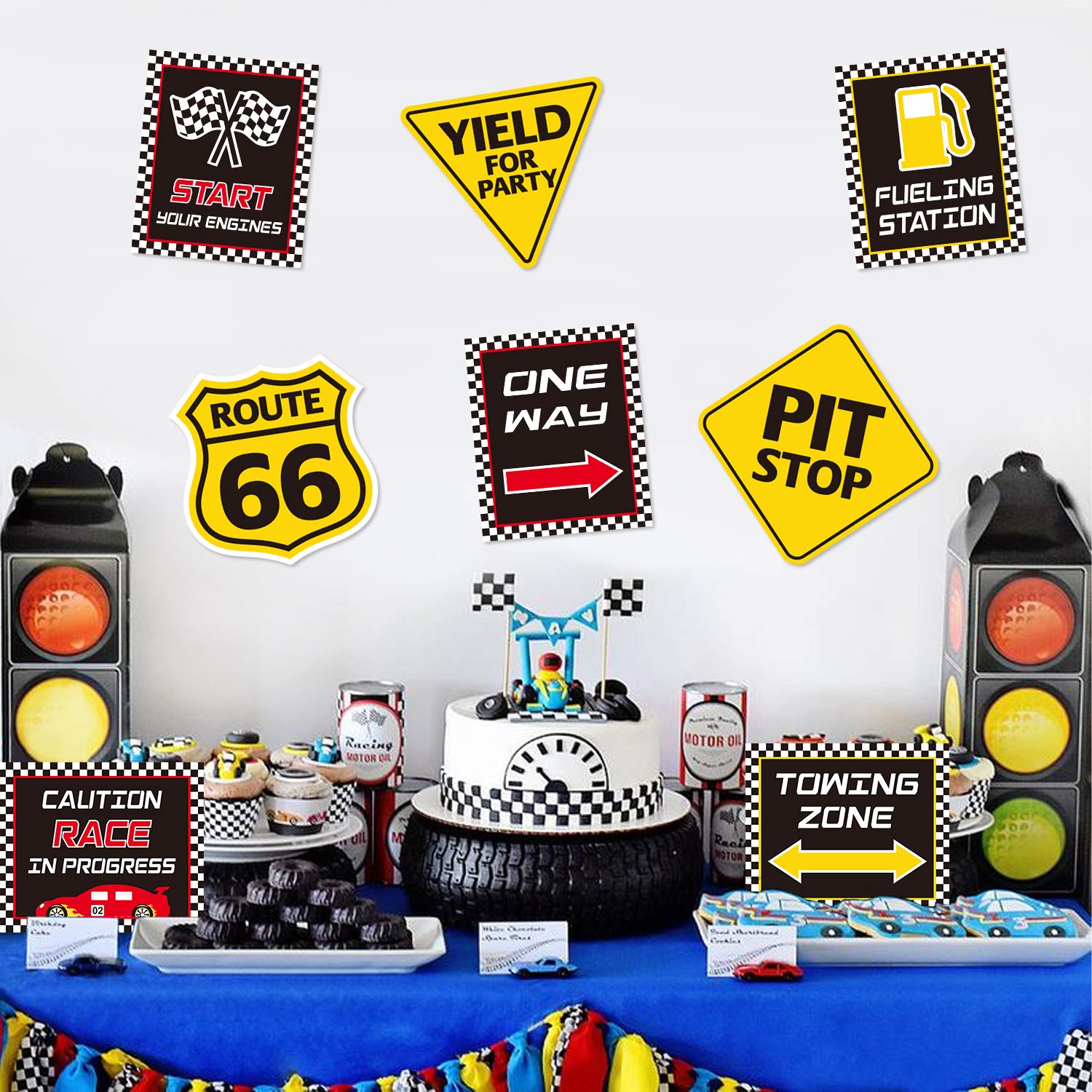 Huray Rayho Race Car Birthday Party Supplies Checkered Flags Racing