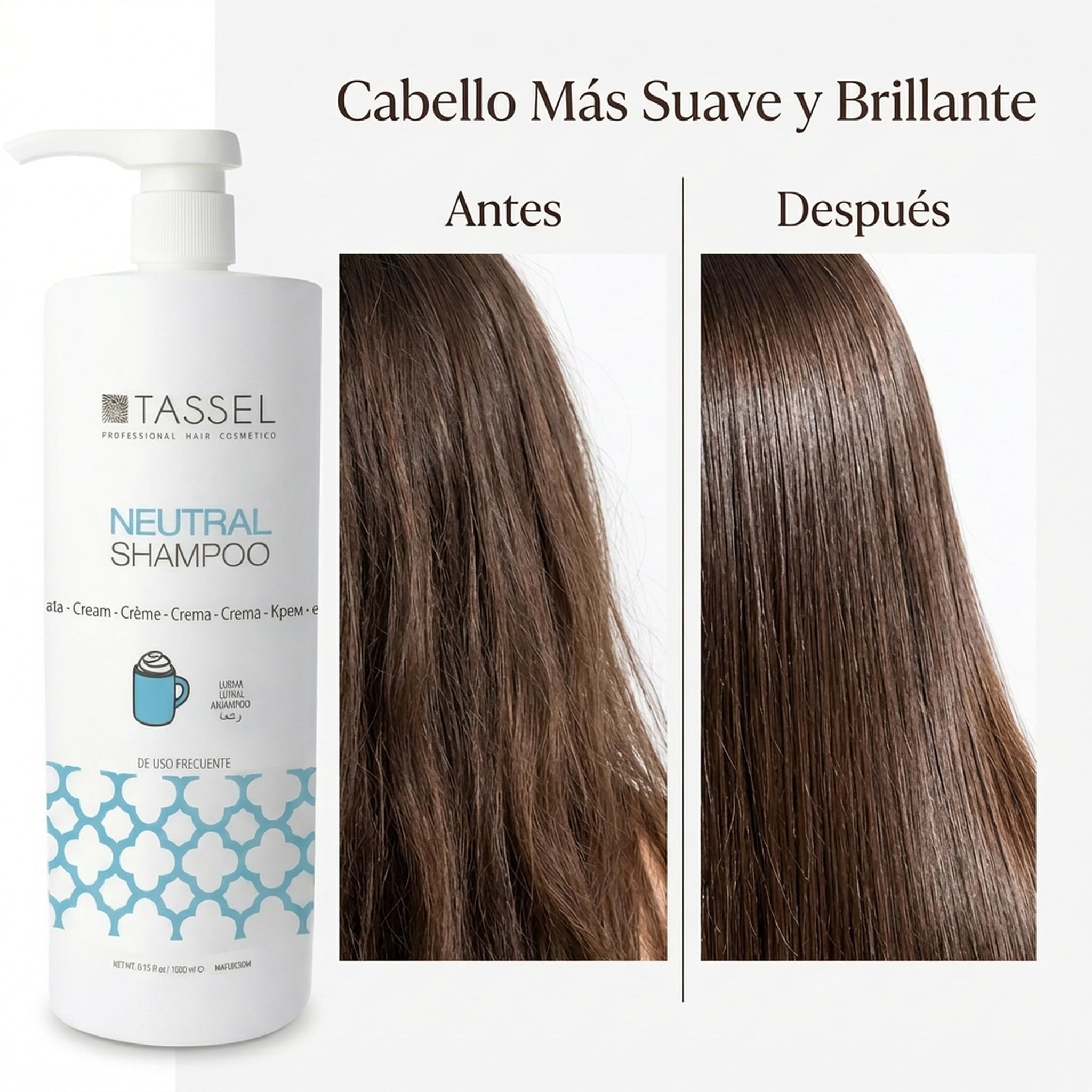 Champú Profesional Neutro Nata 1L x6 – Champú Profesional Peluquería para Todo Tipo de Cabello – Limpieza Suave Uso Diario y Equilibrado – Champú Formato Ahorro Grande Familiar (Pack de 6)