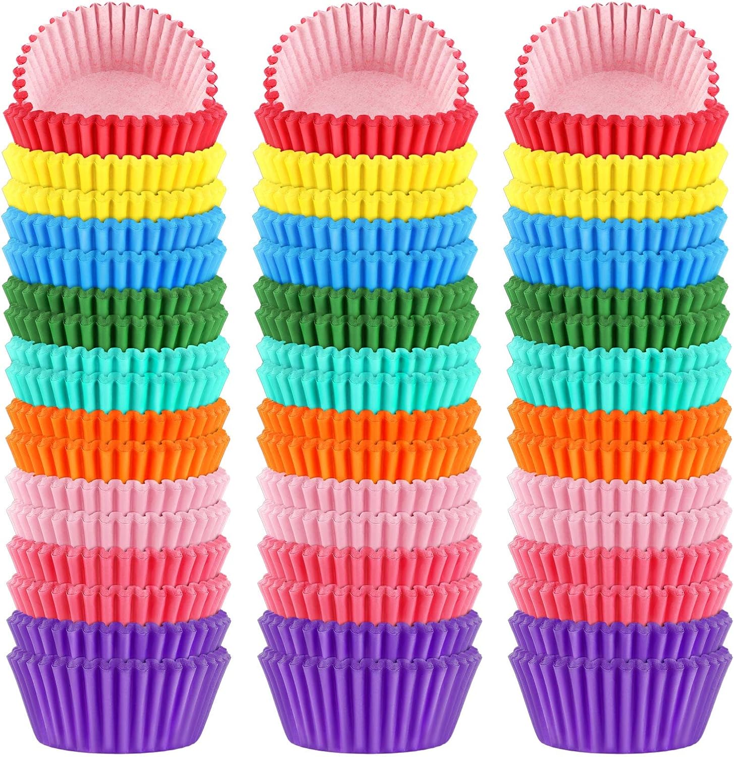 Amazon.com: SANNIX 450pcs Rainbow Bright Cupcake Liners, Colorful ...