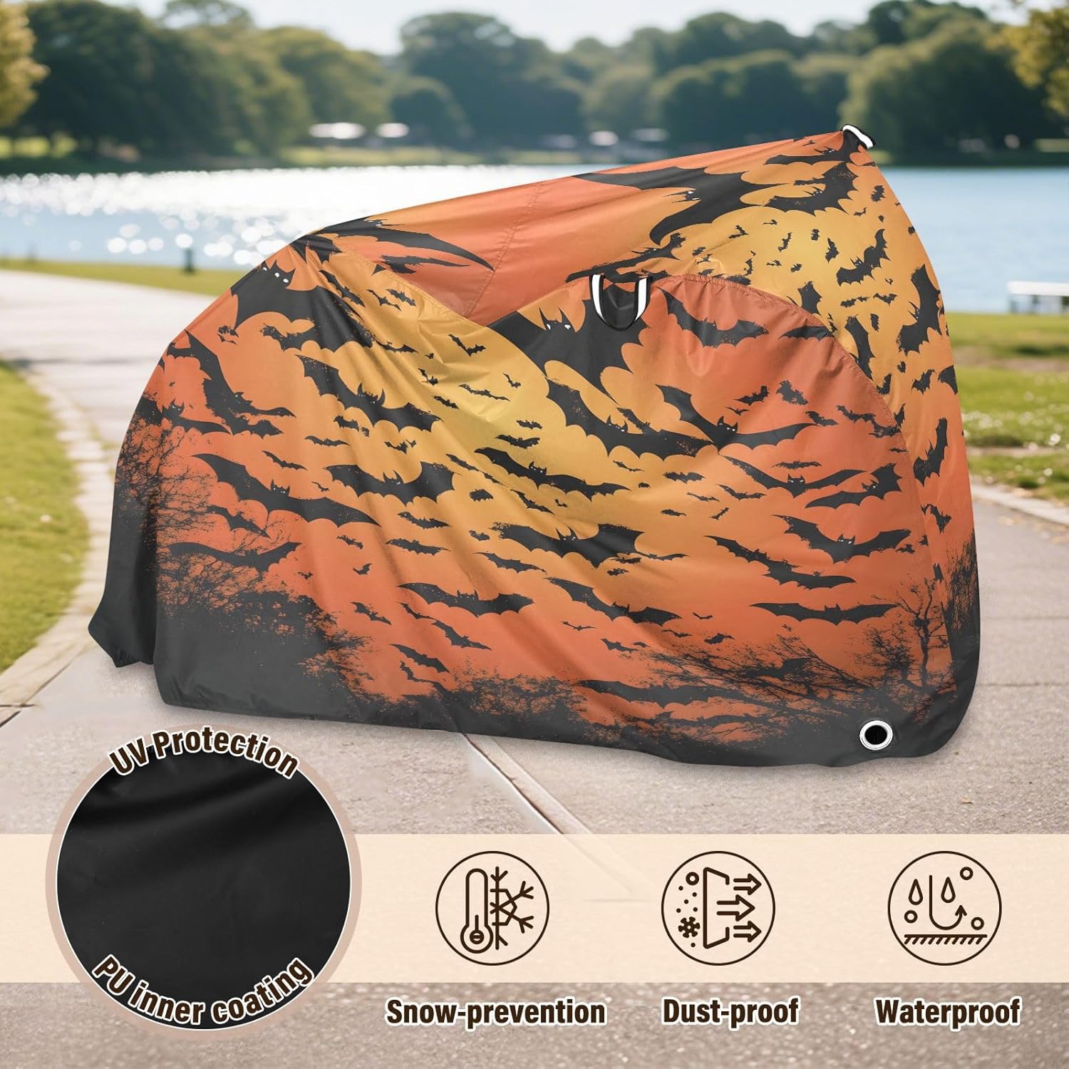 Halloween Bats bike cover waterproof Dustproof Bike Covers with lock hole Anti-UV outdoor Bicycle Cover for 1 eBike,Mountain Bike,road bike