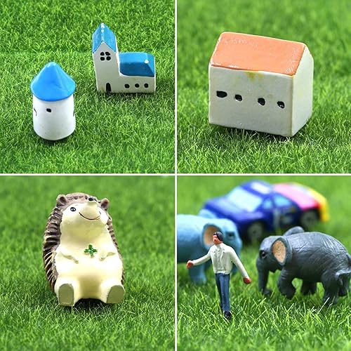 Miniatura 7 de ELCOHO 12 piezas de césped artificial para jardín, césped artificial, césped artificial en miniatura, decoración de casa de muñecas, 6 x 6 pulgadas