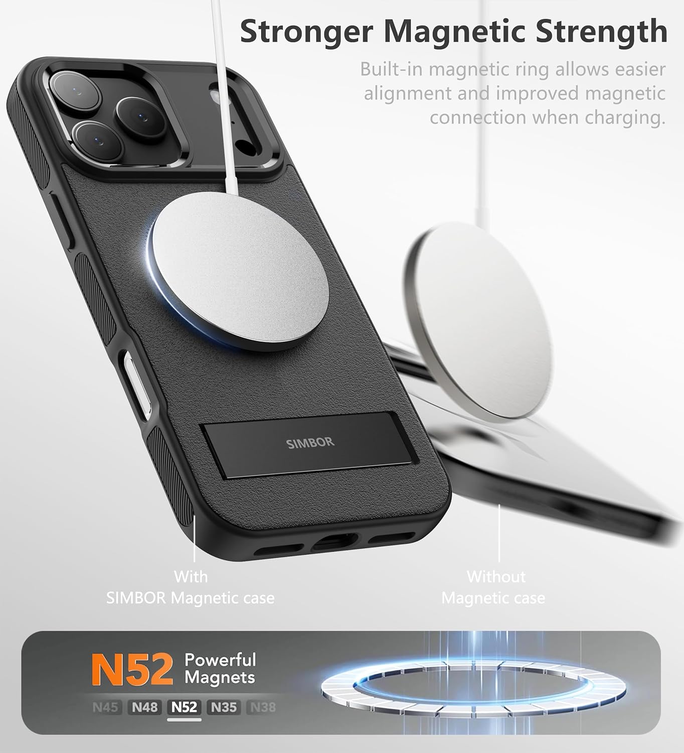 Magnetic for iPhone 17 Pro Max Case with Stand[Compatible with MagSafe] Slim Invisible Kickstand, Protective Anti-Fingerprint Phone Cove 6.9", Black - Image 3