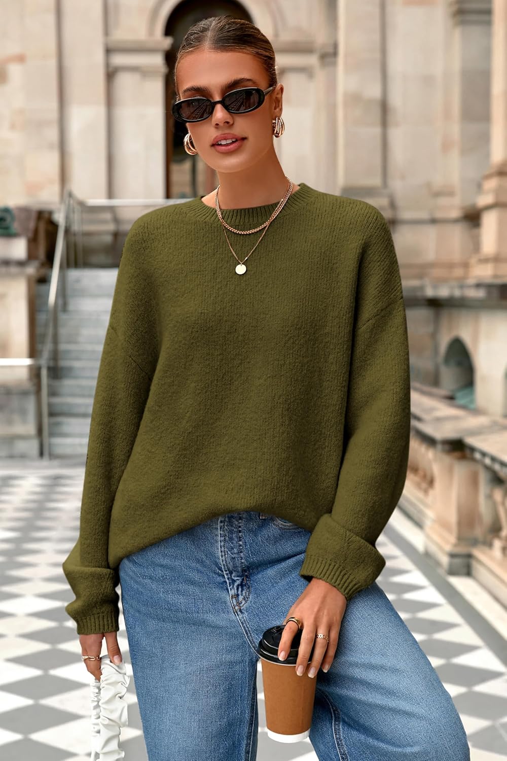 MASCOMODA Long Sleeve Crewneck Pullover Oversized Sweaters for Women Fall 2026 Casual Loose Fuzzy Chunky Knitted Jumper Tops - Image 4