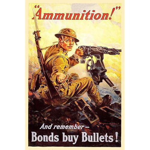 Magnet 1918"Ammunition! WW1 Vintage Style War Loan Magnet Vinyl Magnetic Sheet for Lockers, Cars, Signs, Refrigerator 5"