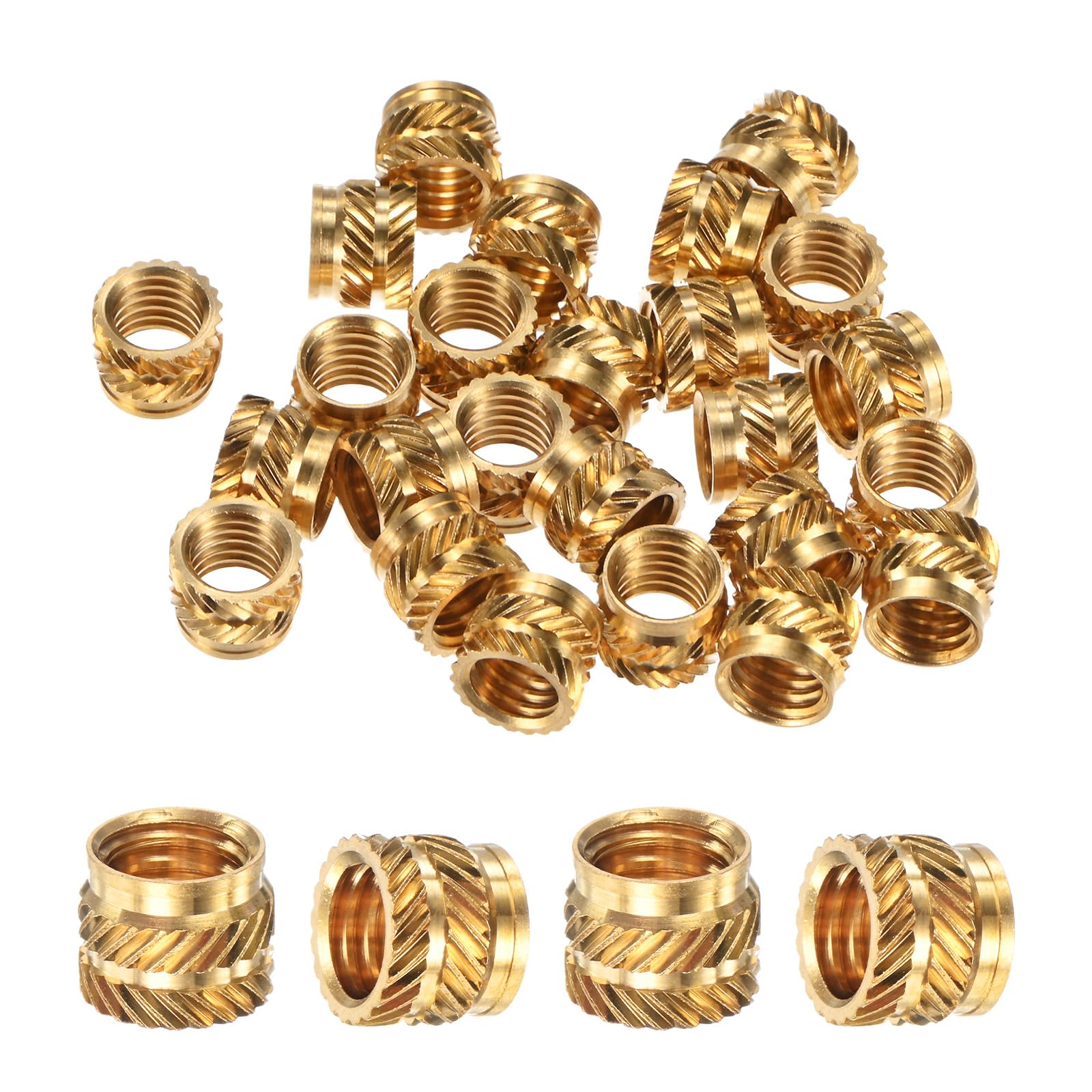M METERXITY 25-Pack Threaded Inserts, M8 x 8mm L x 10mm OD Brass Heat Set Insert Nuts