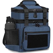 GLENKEY Tactical Lunch Box Cooler Bag - Expandable Insulated Lunch Bag for Men Daily - Large Lunchbox for Adults Work Shifts Outdoor Trips Blue 16L