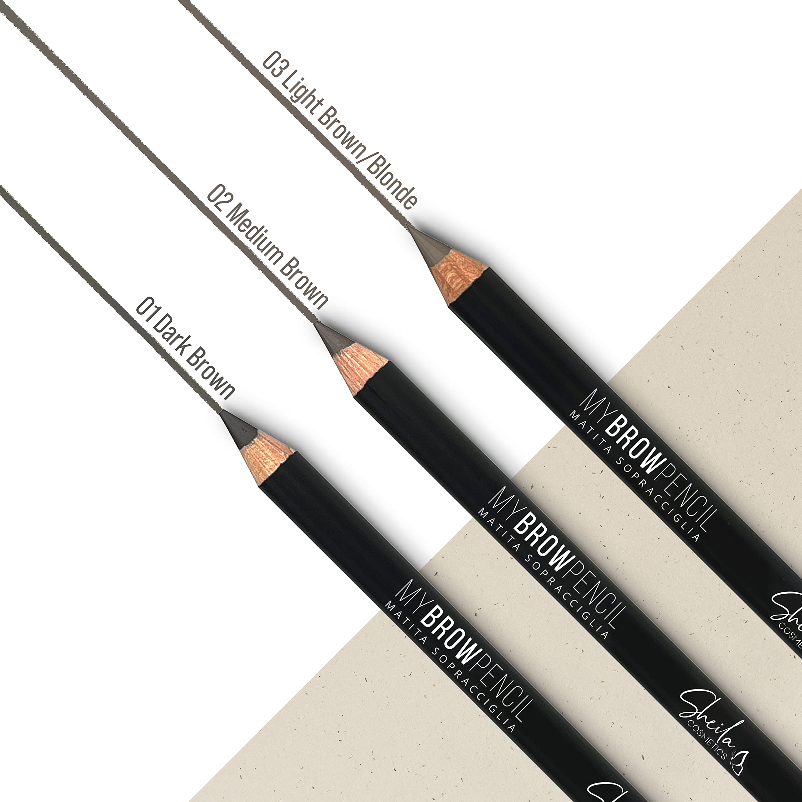 Sheila Cosmetics My Brow Pencil Matita Sopracciglia con Formula Rigida Dermatologicamente Testata | Made in Italy (01 Dark Brown)