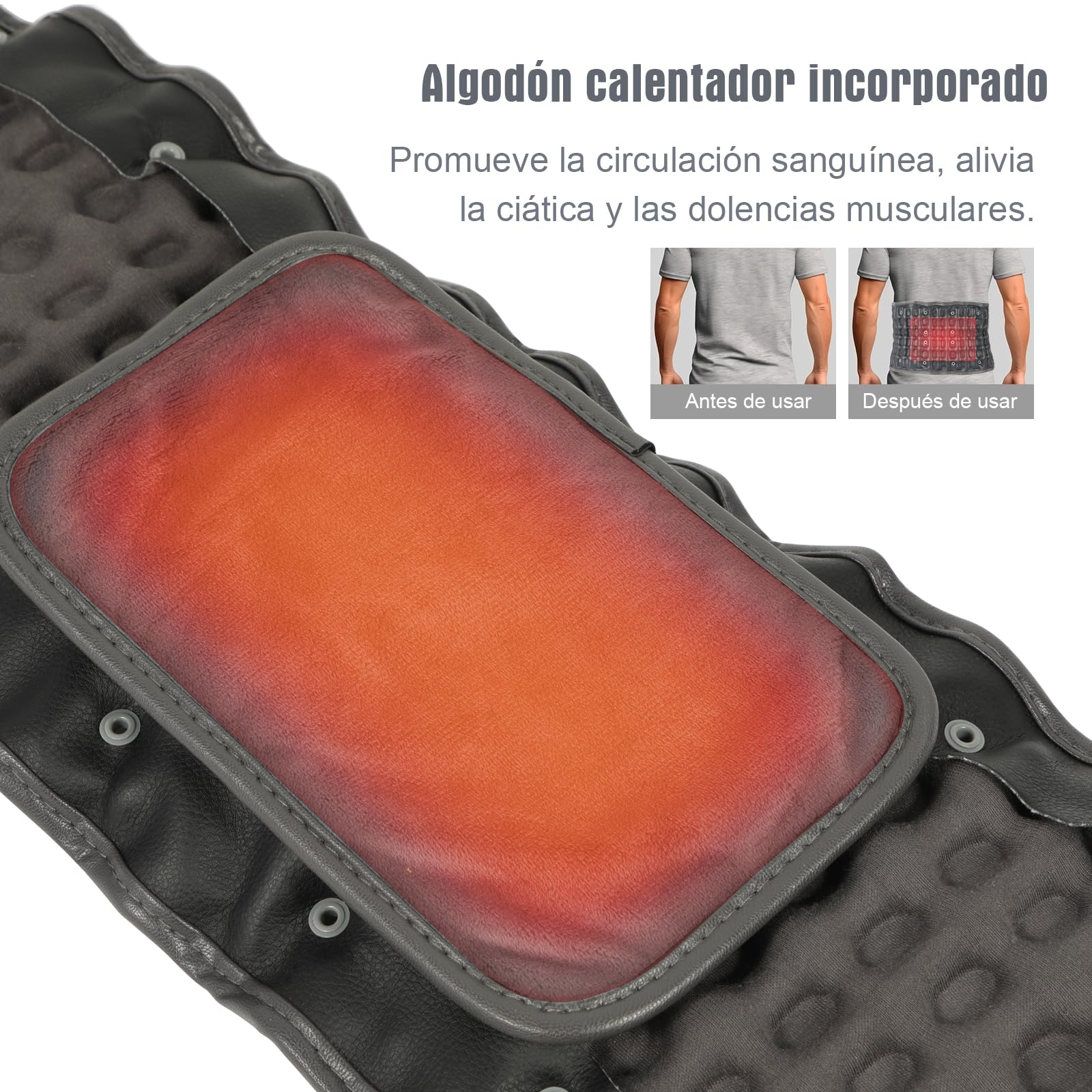 Cinturón de espalda de descompresión con almohadilla térmica inalámbrica para alivio de espalda y soporte lubricante