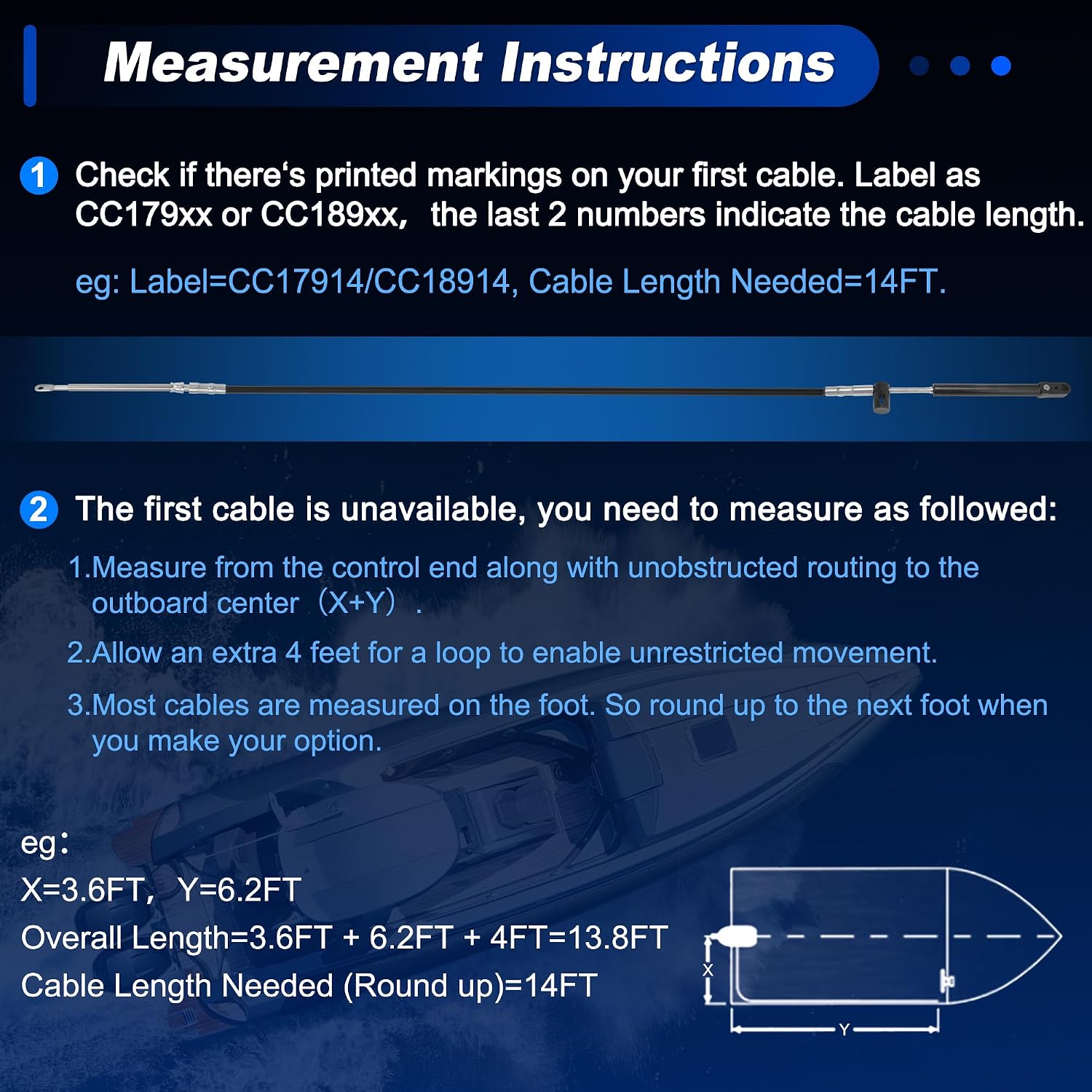 2 Pcs 6m Boat Throttle Shift Control Cable Marine Outboard Remote Cable for Mercury for Mercruiser Marine Force Outboard Replace No.CCX18920 Black