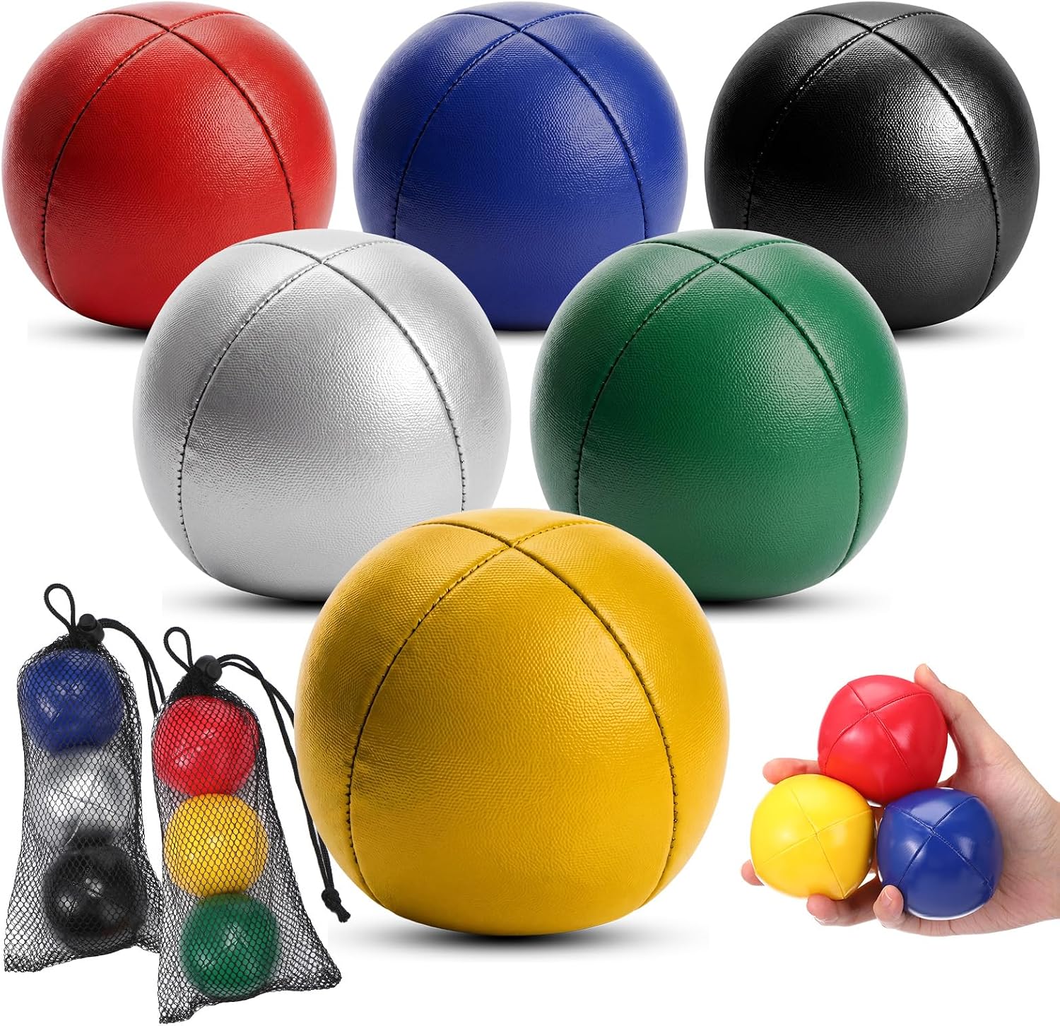 6 Pack Juggling Balls Set for Beginners and Professionals, Vibrant Juggling Bean Bags Durable Soft Easy Grip Juggle Ball Set with Mesh Storage Bag, Gift for Adults(Bright,Mesh)