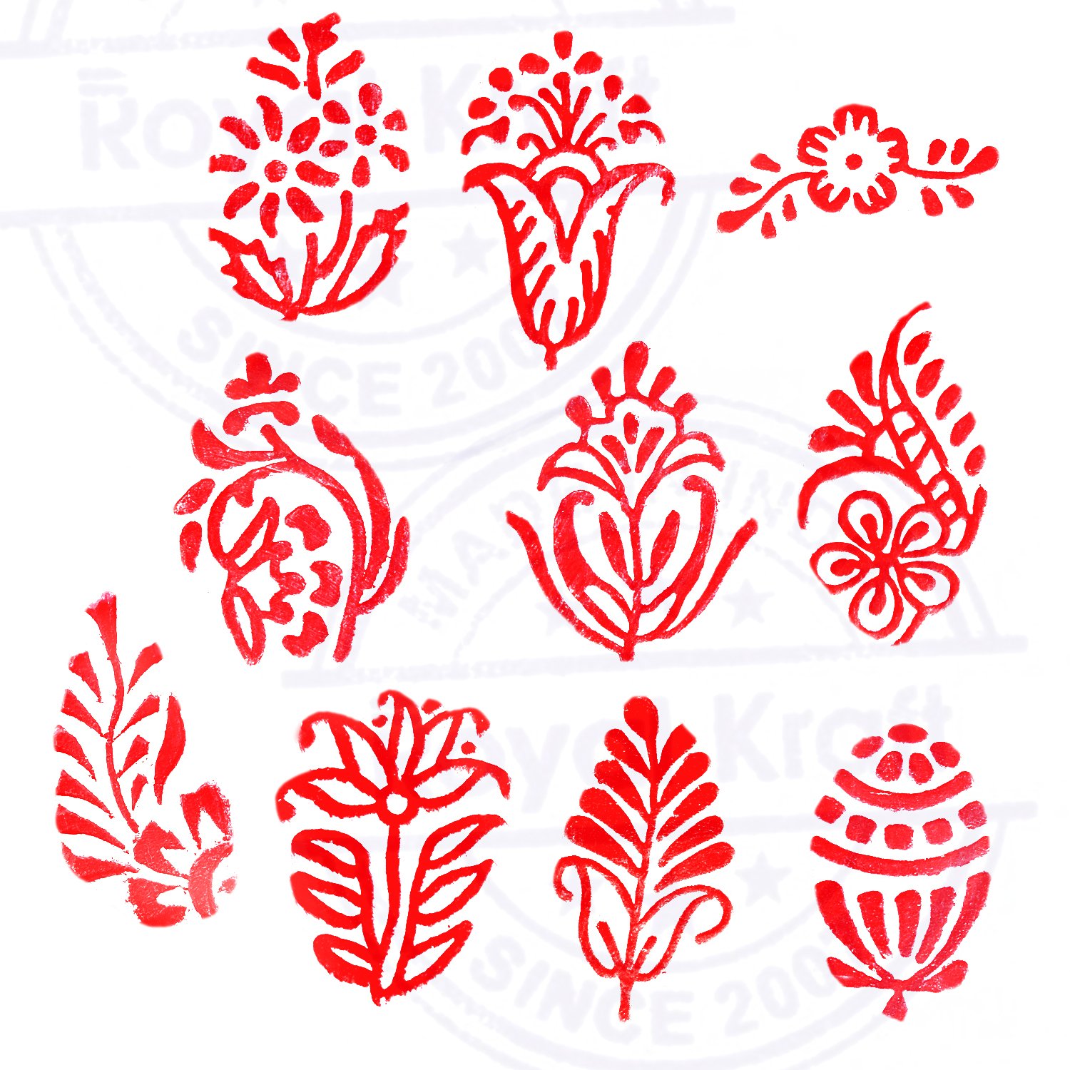 Royal Kraft Clay Printing Stamps Creative Small Floral Shape Wooden Blocks -Set of 10 1