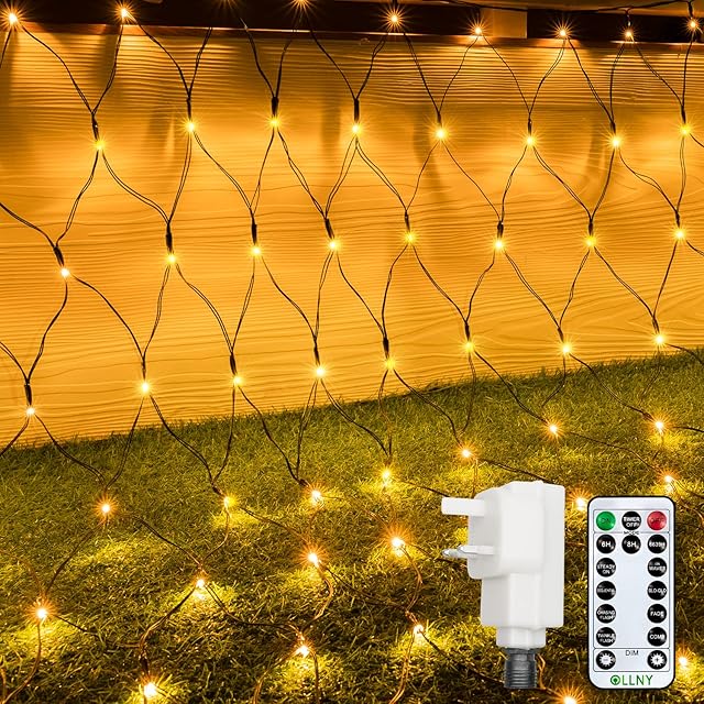 Ollny Christmas Net Lights Outdoor - 240LED 3.6mx1.2m Christmas Decorations Outdoor Indoor Waterproof Xmas Lights with Remote/8 Modes Outside Mesh String Lights Mains Powered for Garden/Window/Tree