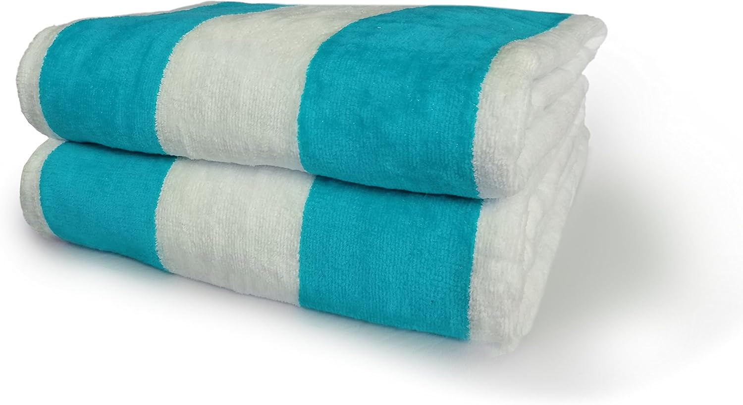 Royal Comfort 30x62 Terry Beach Towels Cotton Velour Cabana Stripe 100% Cotton. (4, Lime Green/White)