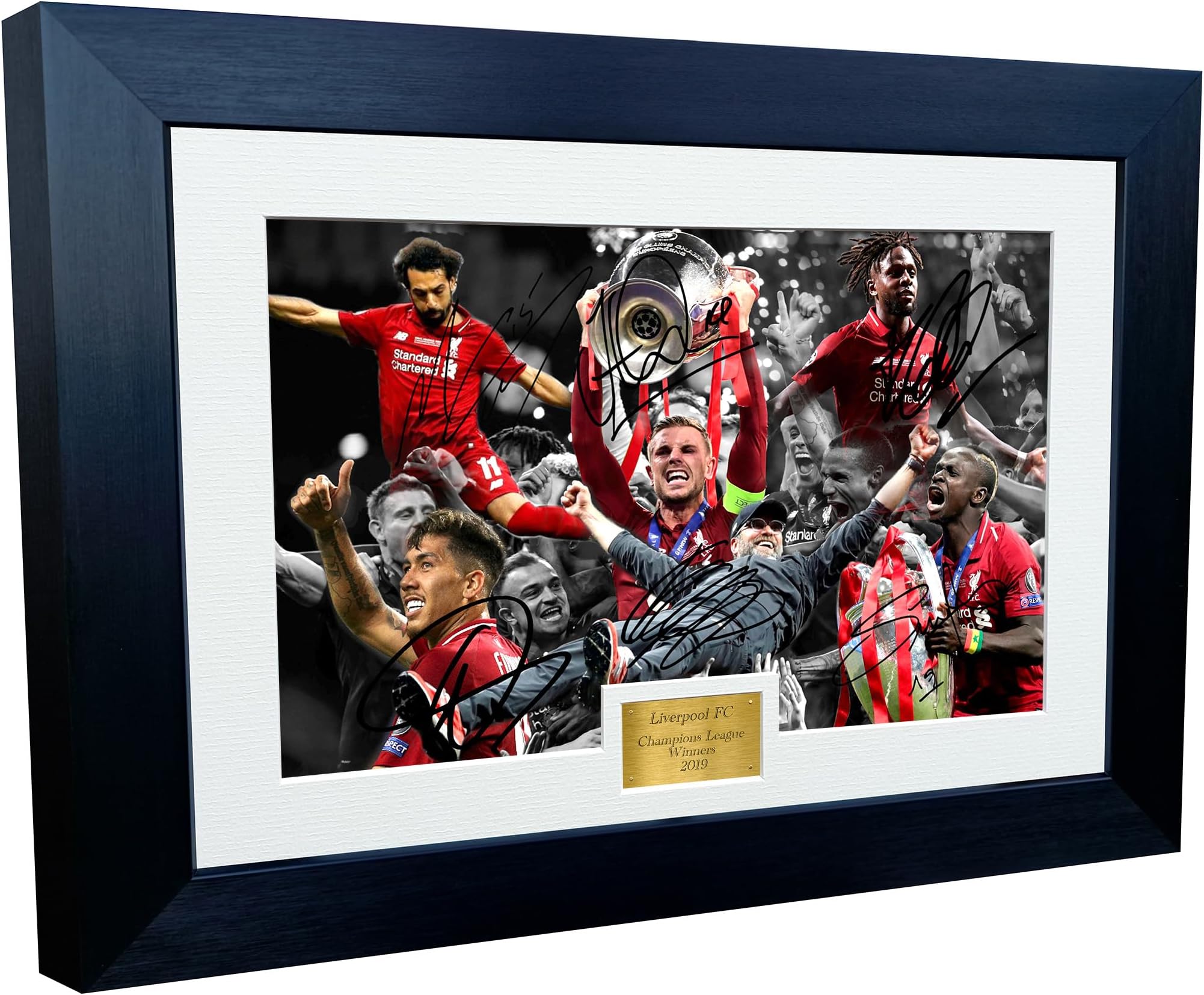 Kitbags & Lockers 2019 CHAMPIONS LEAGUE CELEBRATION 12x8 A4 Signed Liverpool Henderson-Klopp-Salah-Mane-Firmino-Origi Autographed Photo Photograph Picture Frame Soccer Gift