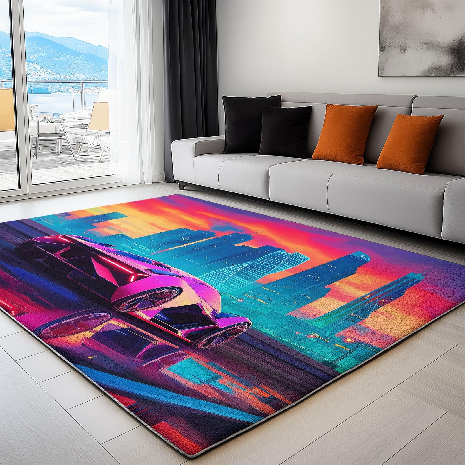 Moquette interieur voiture sport ville 120x180 violet salon