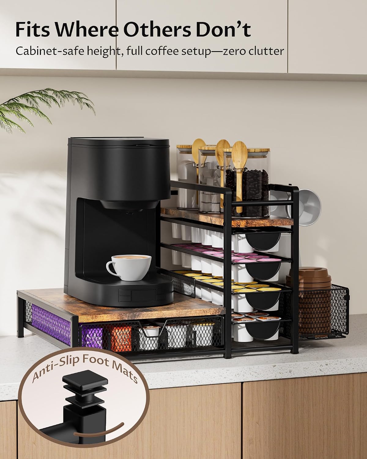 Coffee Station Organizer, Coffee Bar Organizer with 90 K-Cup Capacity
