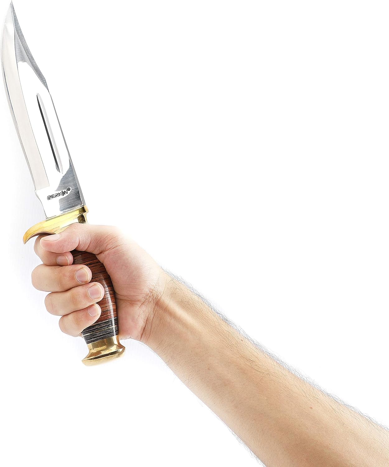 Perkins | 12.5 inch Fixed Blade Bowie Knife | Hunting Knife, Leather Handle | Leather Sheath | Designed for Hunting, Survival, Skinning, Camping & Self Defense | : Hunting Fixed Blade Knives : Sports & Outdoors