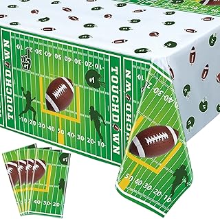 Dvaorc 4 Pack Football Party Table Covers Football Party Tablecloth 51x86 Inch Football Party Tablecloth Football Table Cover Birthday Party Table Cloth Football Theme Table Cloths (Football-1)