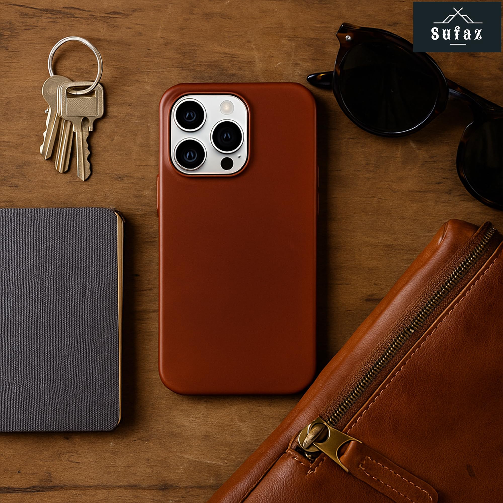 SUFAZ Leather Case for iPhone 14 Pro Max, MagSafe Compatible, Brown — photo 6