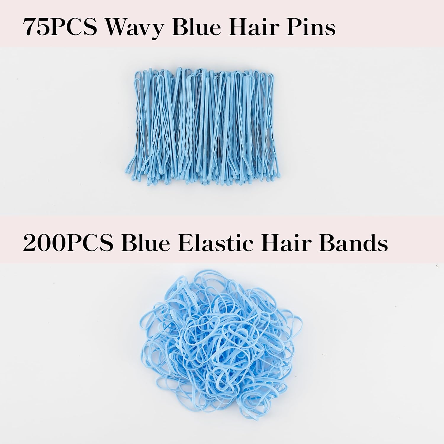 75 Wave Hair Clips, 200 Hair Ties, 2 Smiley Scrunchies, 10 Fruit Clips, 2 Satin Scrunchies, Comb - Hair Accessories Kit for Women & Girls (Blue)