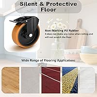 Vista 6 de Ruedas giratorias de 3 pulgadas con freno, juego de 4 ruedas de bloqueo de seguridad con carga de 1000 libras, ruedas para mesa, remolque, mesa