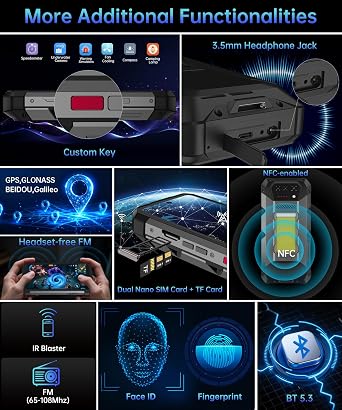 Hike Rugged Phone, Android 14 4G Mobile Phones with 23800mAh Large Battery | IP68 Waterproof, Heavy Duty, 6.78'' Outdoor Construction Cell Phones, Industrial GPS Work Smartphone, Camping Light, OTG, NFC
