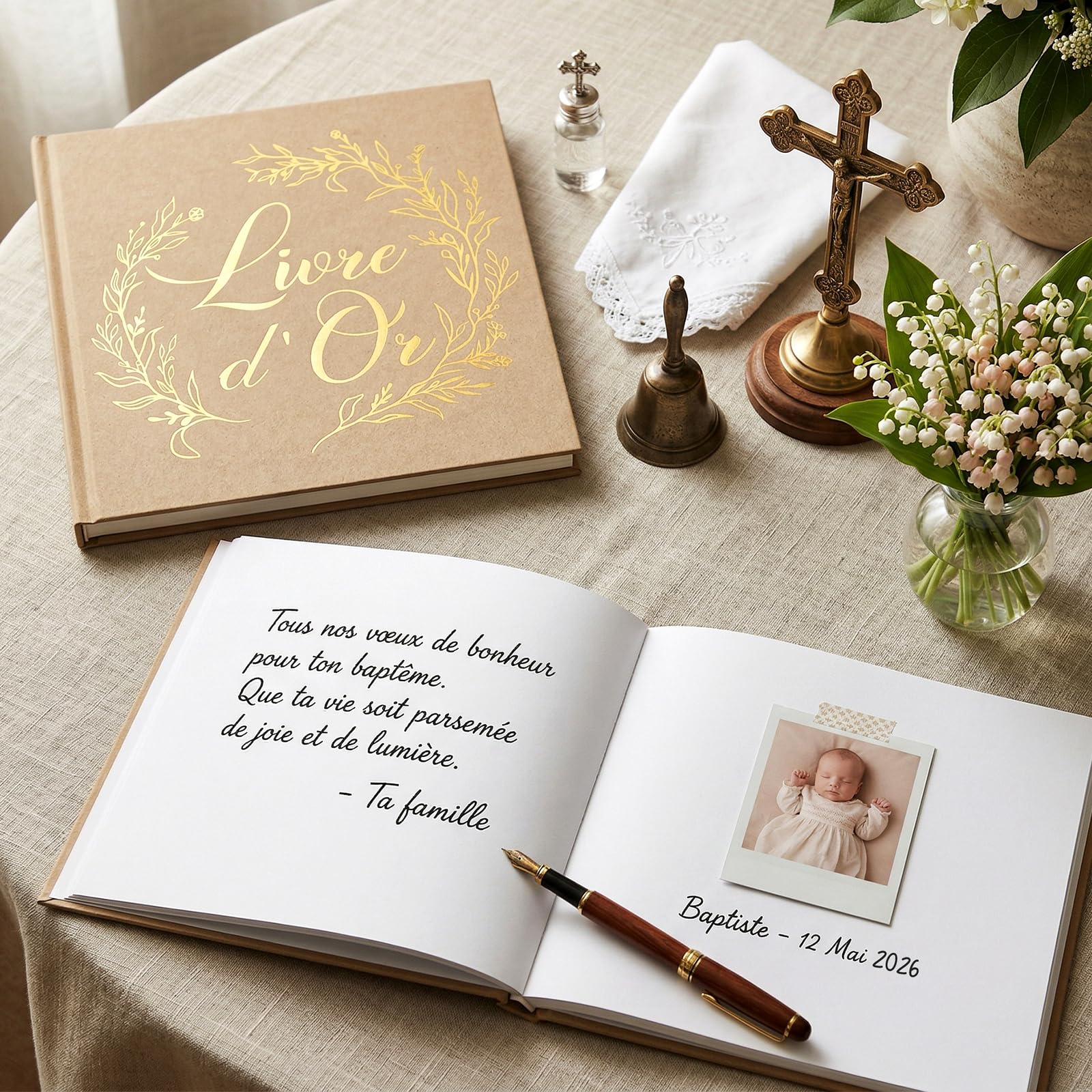 Livre d'or Mariage 60 pages Couverture Rigide Kraft Guest-Book Registre