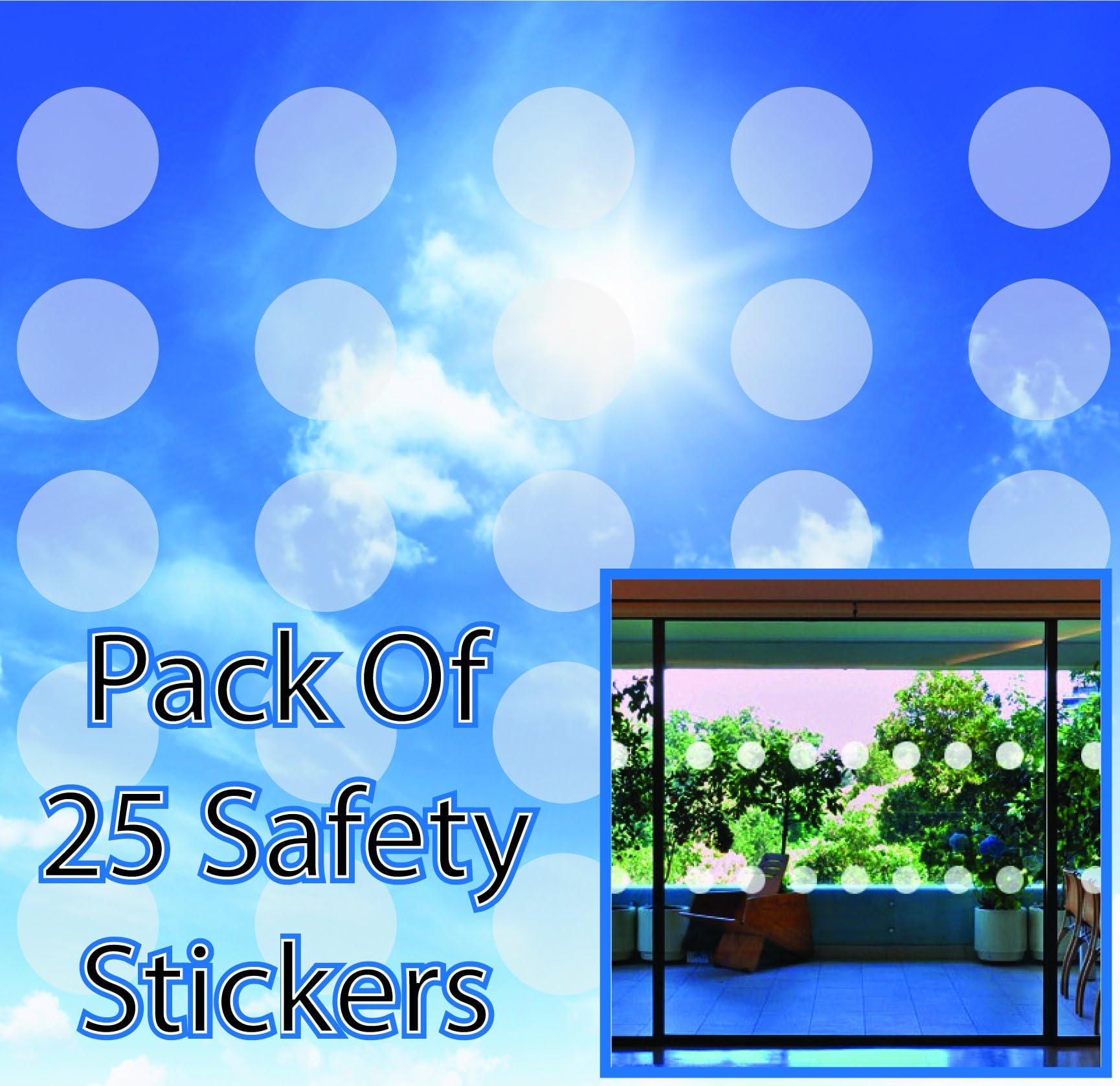 Circular Safety Stickers Decals for Glass Windows Etched Effect - Pack of 25