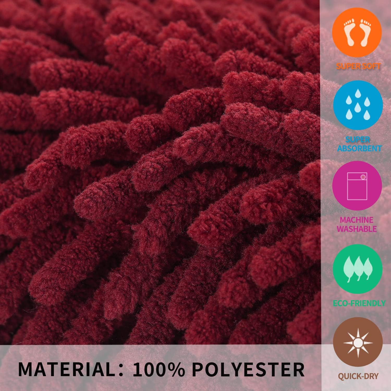 ORANIFUL Wine Red Bath Rugs Non Slip 20"x 24" Curved Bathroom Mat Floor Microfiber Plush Super Water Absorbent Machine Wash/Dry Carpet Shaggy Toilet Extra Soft