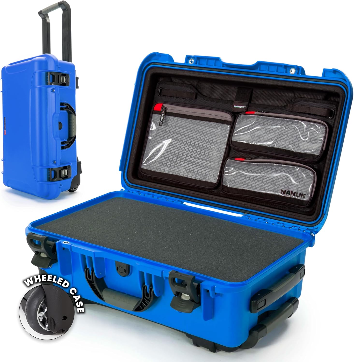 NANUK 935 Hard Case with Cubed Foam and Lid Organizer for Camera & Lenses – Waterproof Protective Equipment Case with Wheels, 22” x 14” x 9” – Dustproof, Carry-On Approved for Most Airlines – Blue