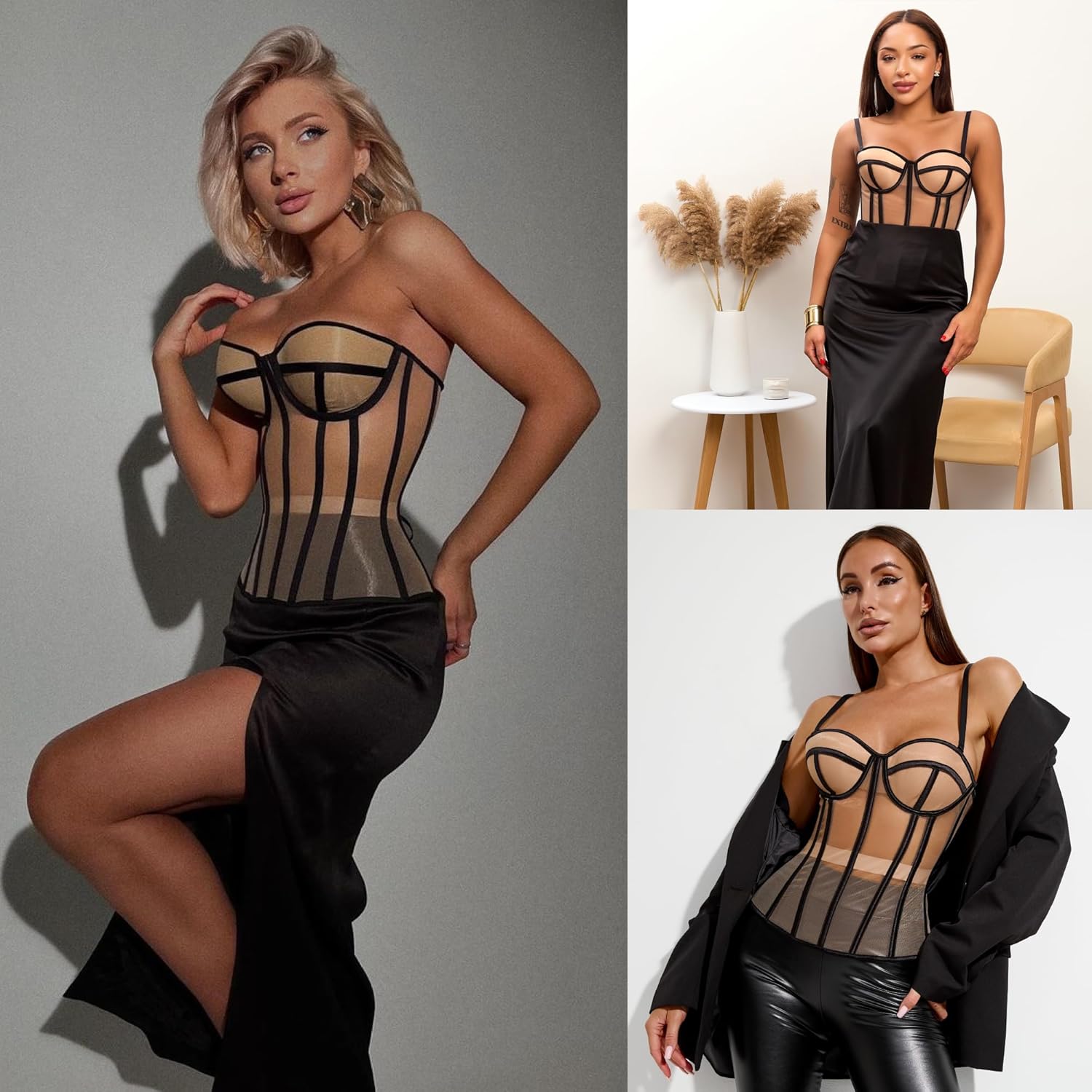 Perfect Corset NYC OVERBUST Mesh Corset Top Lace up Corset with 15 Steel Boned - Image 5