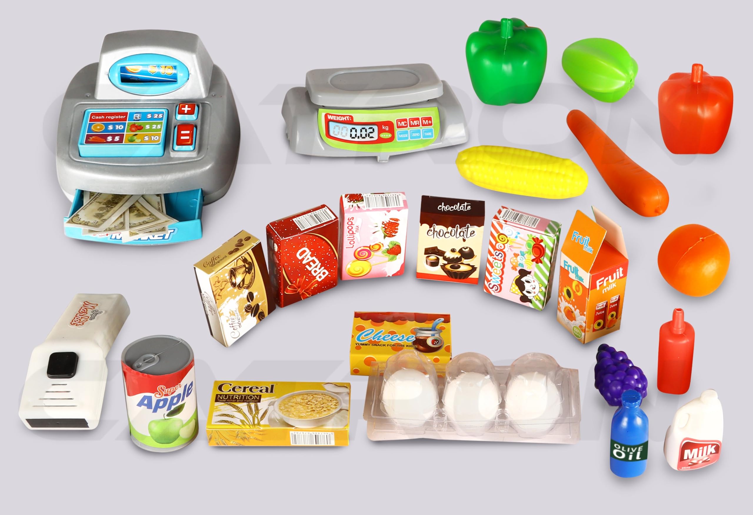 Catron Role Pretend Playset Big Size Home Supermarket kit for Kids Toys with Shopping Cart Kitchen Set Kids Toys for Boys and Girls (Big 55 Pcs Kitchen Set) 4
