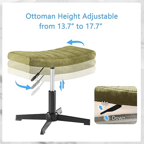 Miniatura 6 de Art Leon Silla cruzada con otomana y almohada, silla de escritorio de oficina sin brazos, sin ruedas, moderna giratoria de altura ajustable,