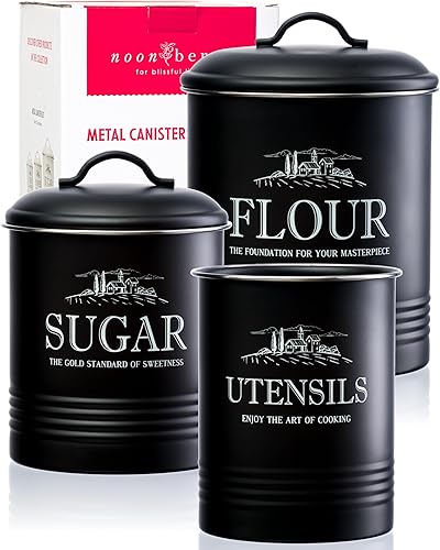Miniatura 11 de Botes de cocina para encimera, juego de 5 recipientes herméticos para encimera de cocina con soporte para utensilios, recipientes de harina y