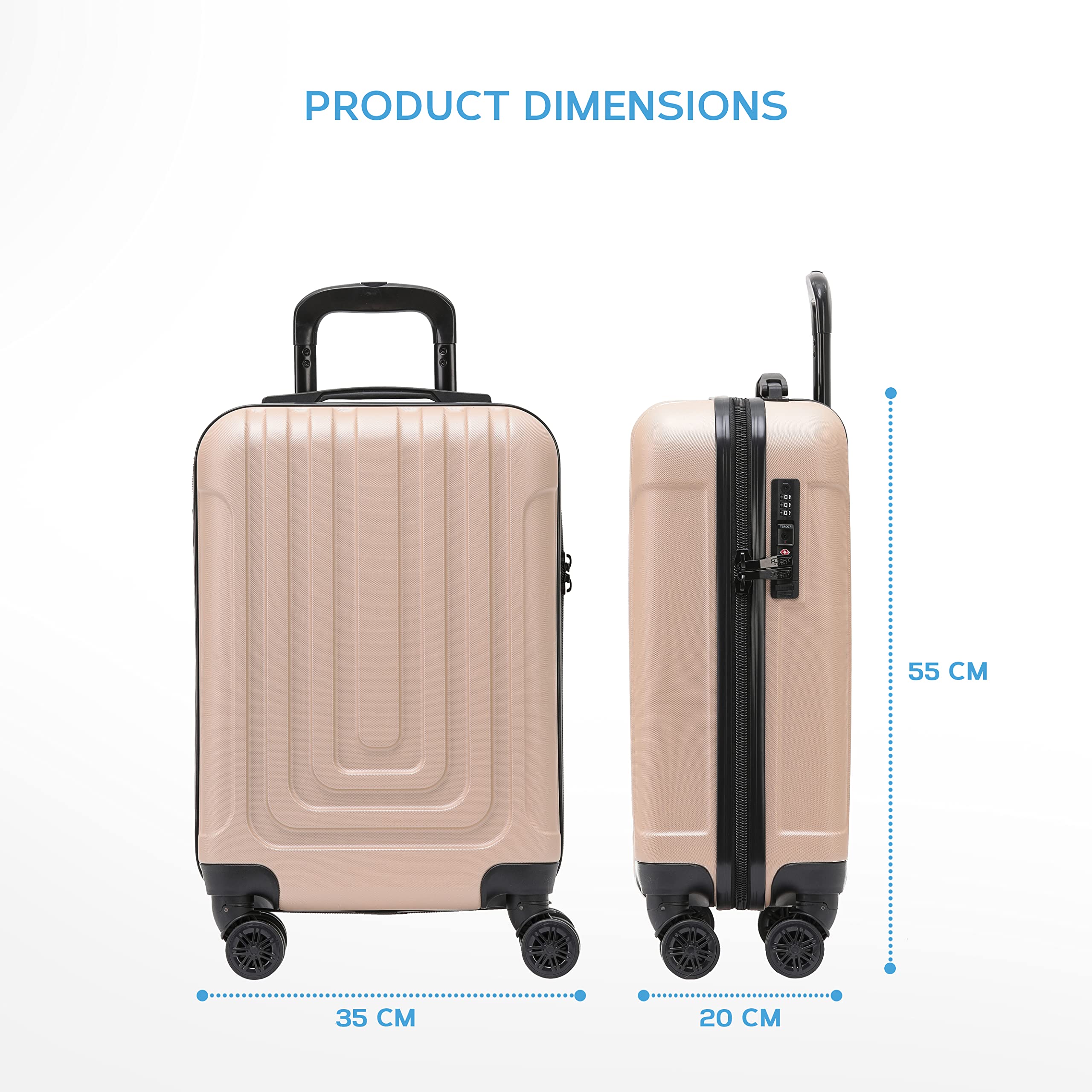 Flight Knight Premium Set of 2 Lightweight Cabin Suitcase - 8 Spinner Wheels - Built-in TSA Lock & USB Port - Luggage Approved for Over 100 Airlines Including easyJet, Ryanair & Jet2-55x35x20cm