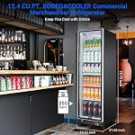 BODEGACOOLER Commercial Refrigerator, Display Refrigerator, 12.5 Cu.Ft Merchandiser Display Fridge, Beverage Cooler with Glass Door,Soft LED Light, Adjustable Shelves for Stores,Bar,Cafe