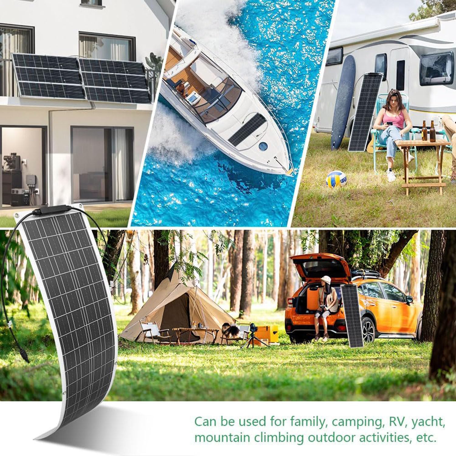 Pannelli Solari, Kit Di Pannelli Solari Monocristallini Da 200 W, 400 W E 800 W per La Casa, Pannello Solare Flessibile per Casa, Camper E Barca Fuori Rete,400W
