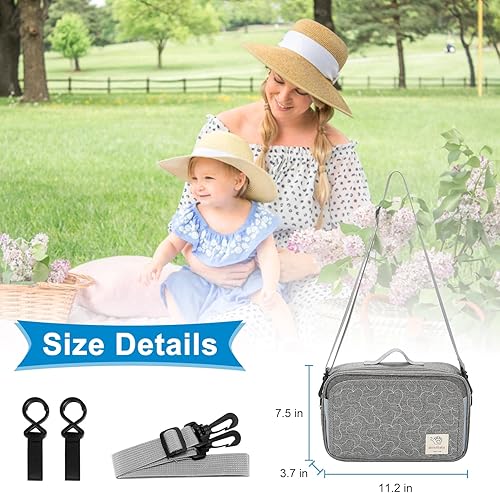 Miniatura 9 de Accmor Organizador de cochecito, organizador universal para cochecito con bolsillo aislado para portavasos y bolsa de cochecito de gran capacidad,