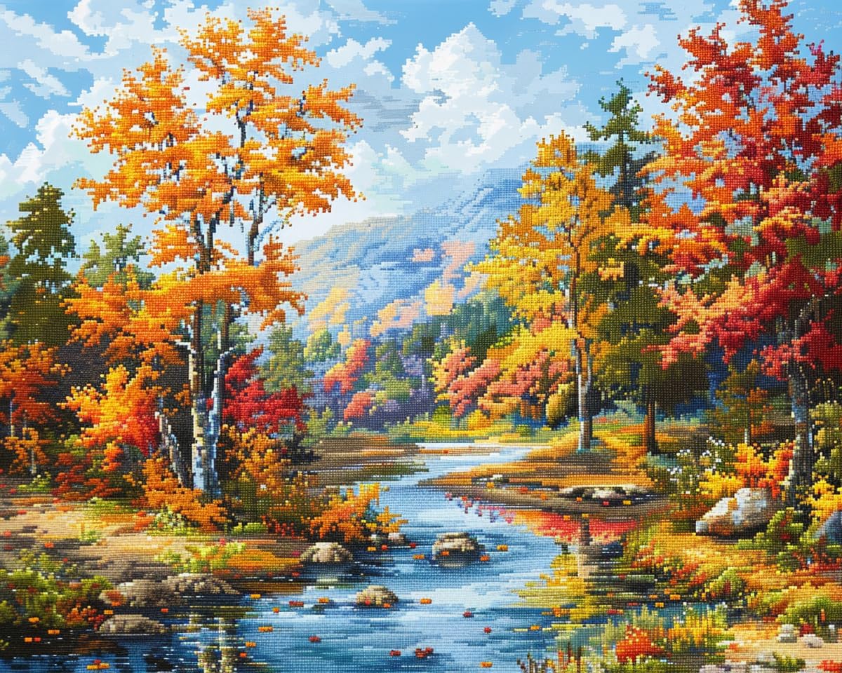 Amazon.com: Beautiful Landscape Autumn Trees and River DIY 11CT